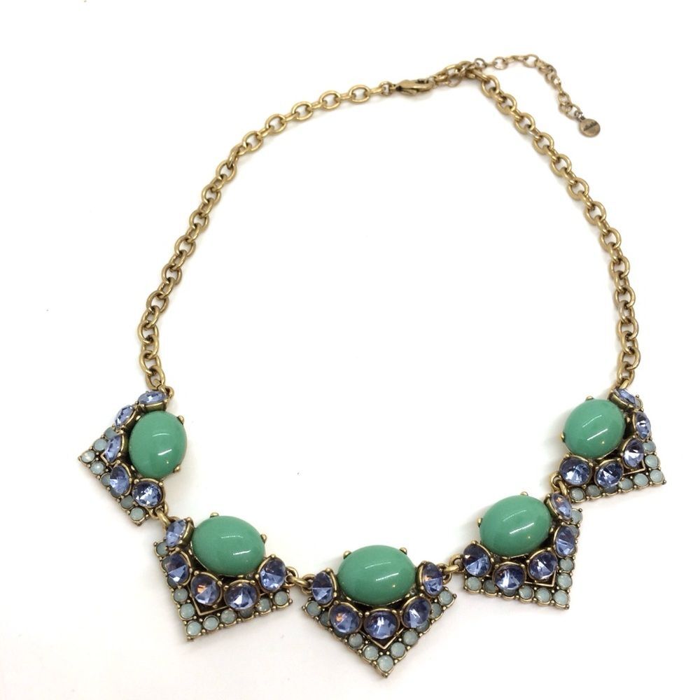 STELLA DOT NECKLACE Turquoise Purple Rhinestone Cabochon Tribal Glam - Picture 13 of 15